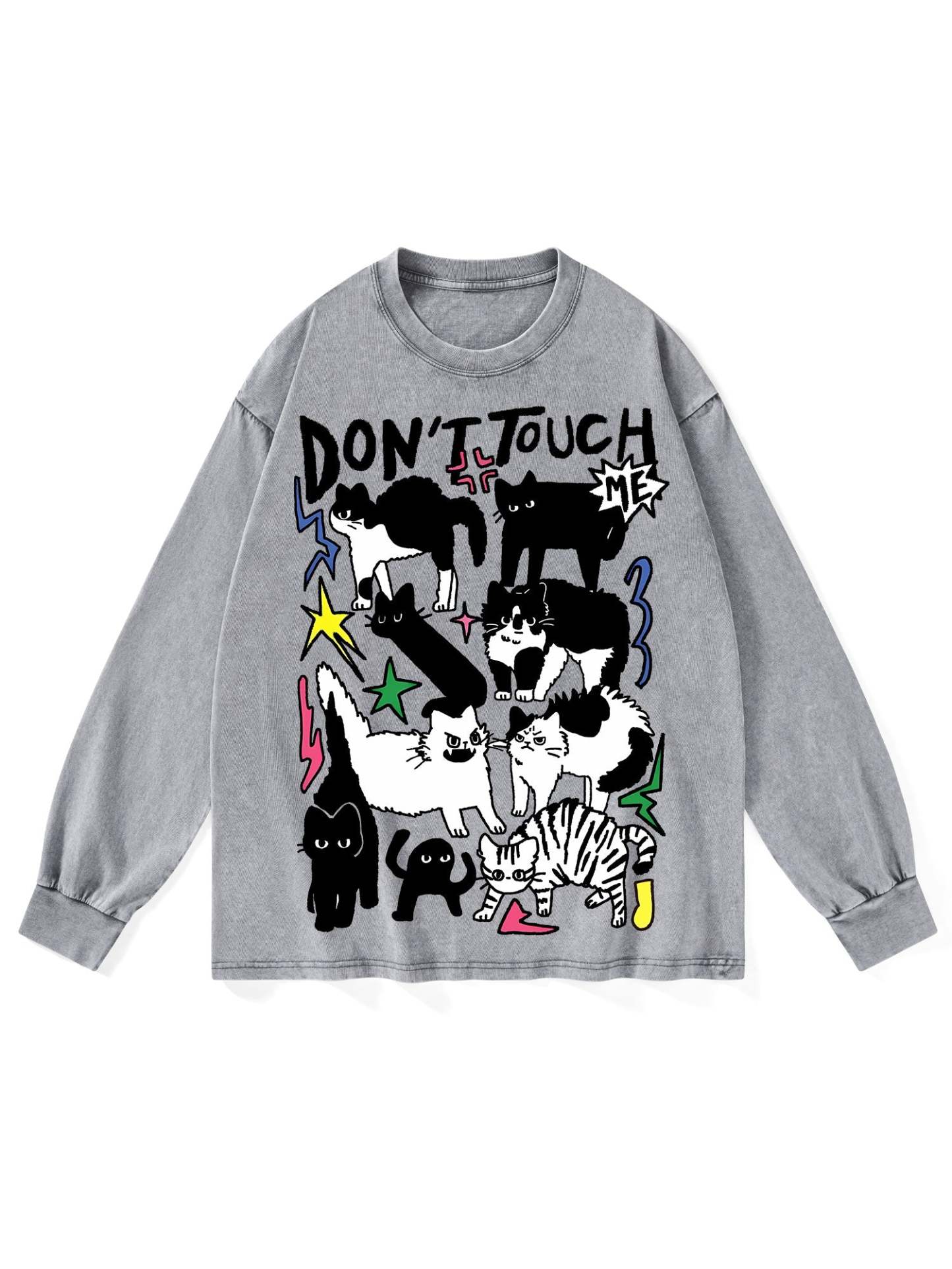 Don't Touch Me Washed Long-Sleeve Tshirt-ClassyOutlaw Sale
