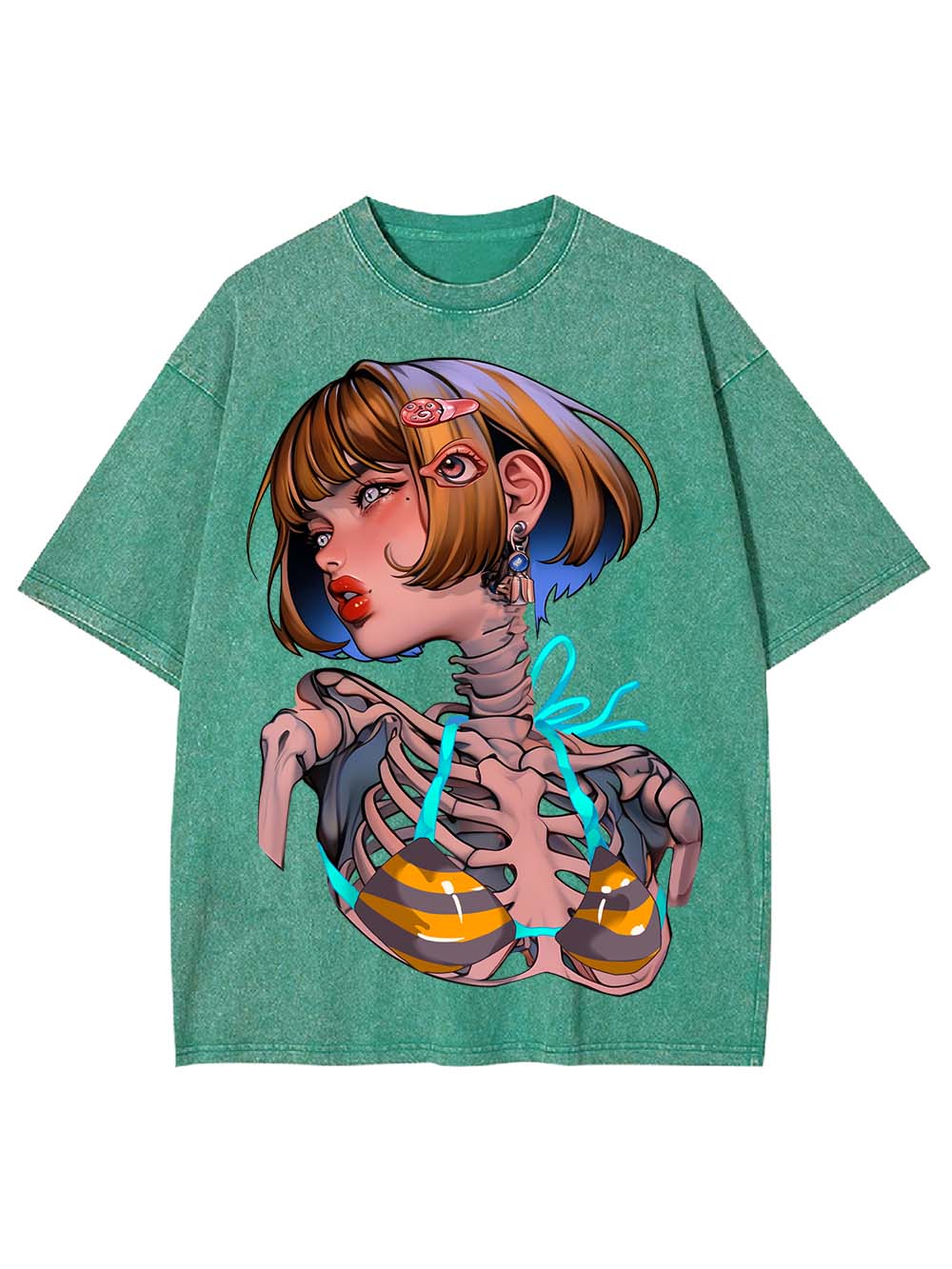 Skeleton in Stripes Washed Tshirt