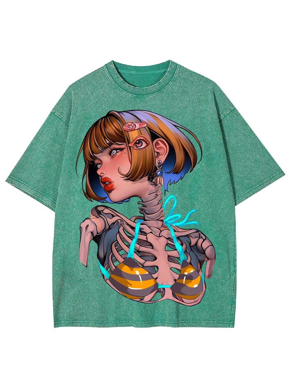 Skeleton in Stripes Washed Tshirt