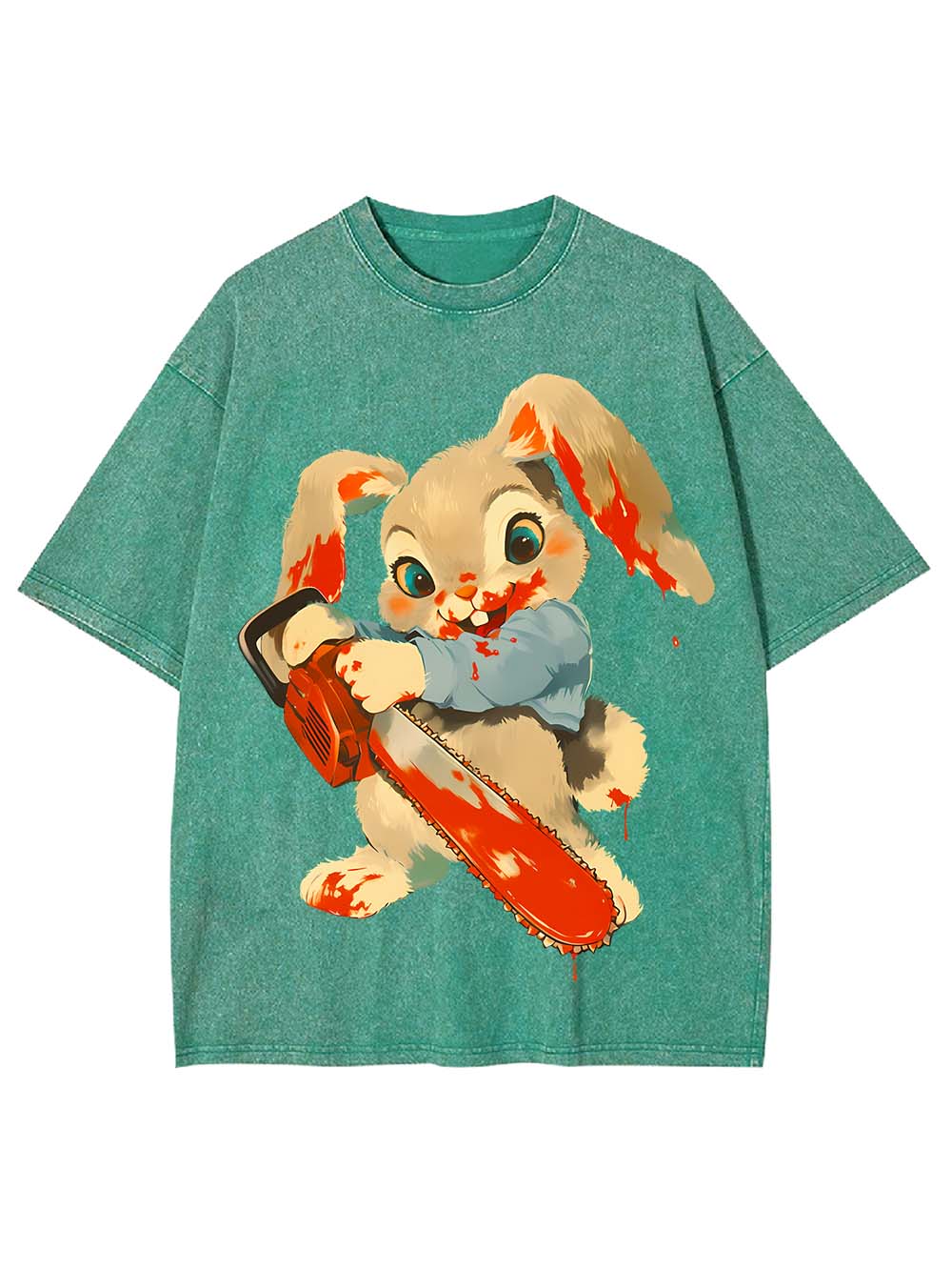 Bloody Bunny with Chainsaw Washed Tshirt