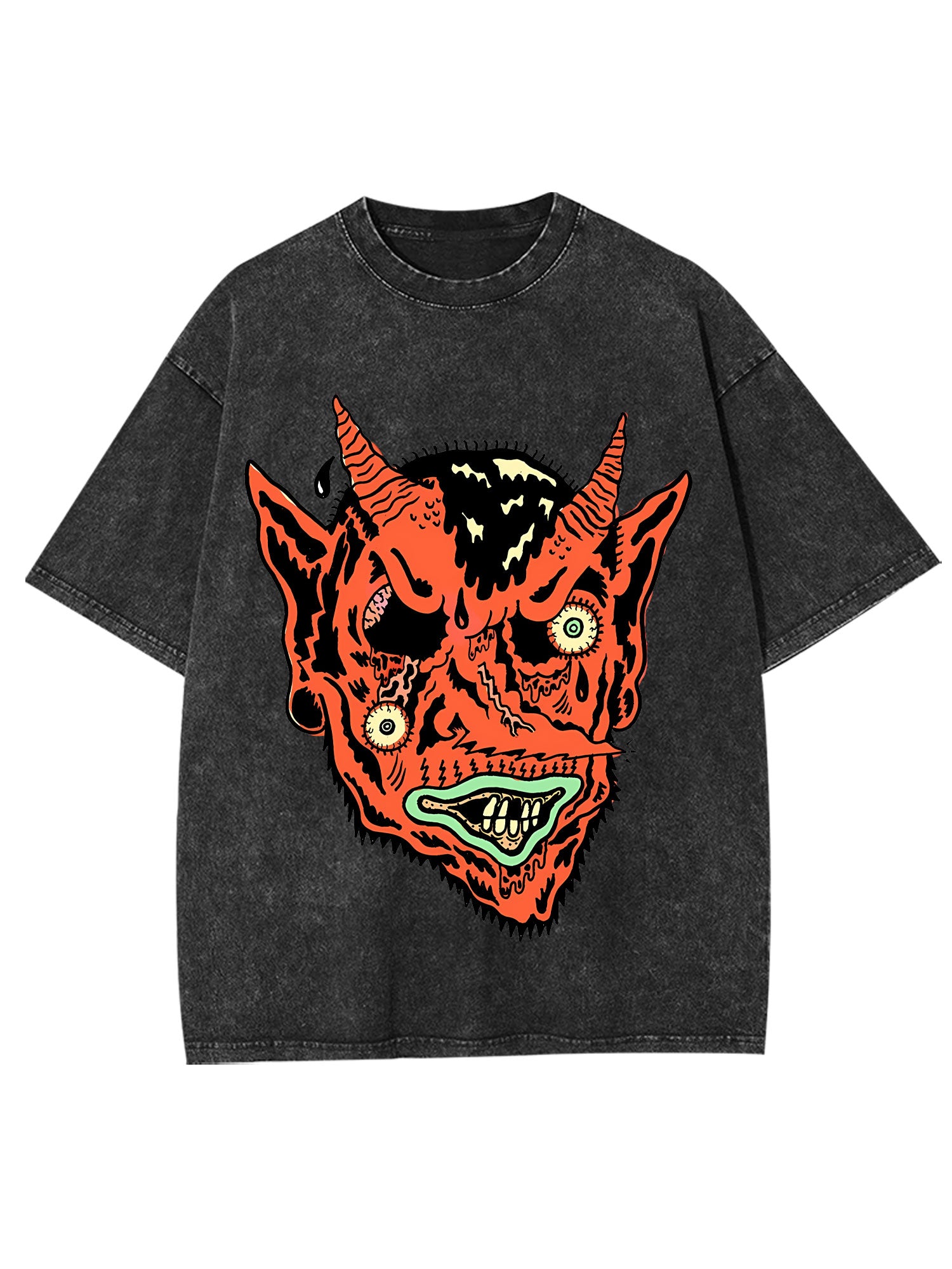 Distorted Demon Face Washed Tshirt
