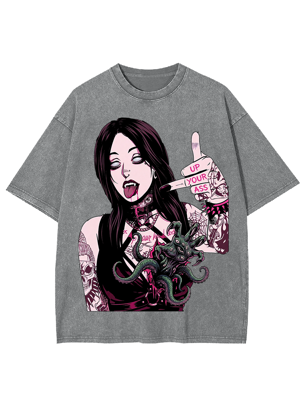 Octo Kiss – Darkcore Bad Attitude Washed Tshirt