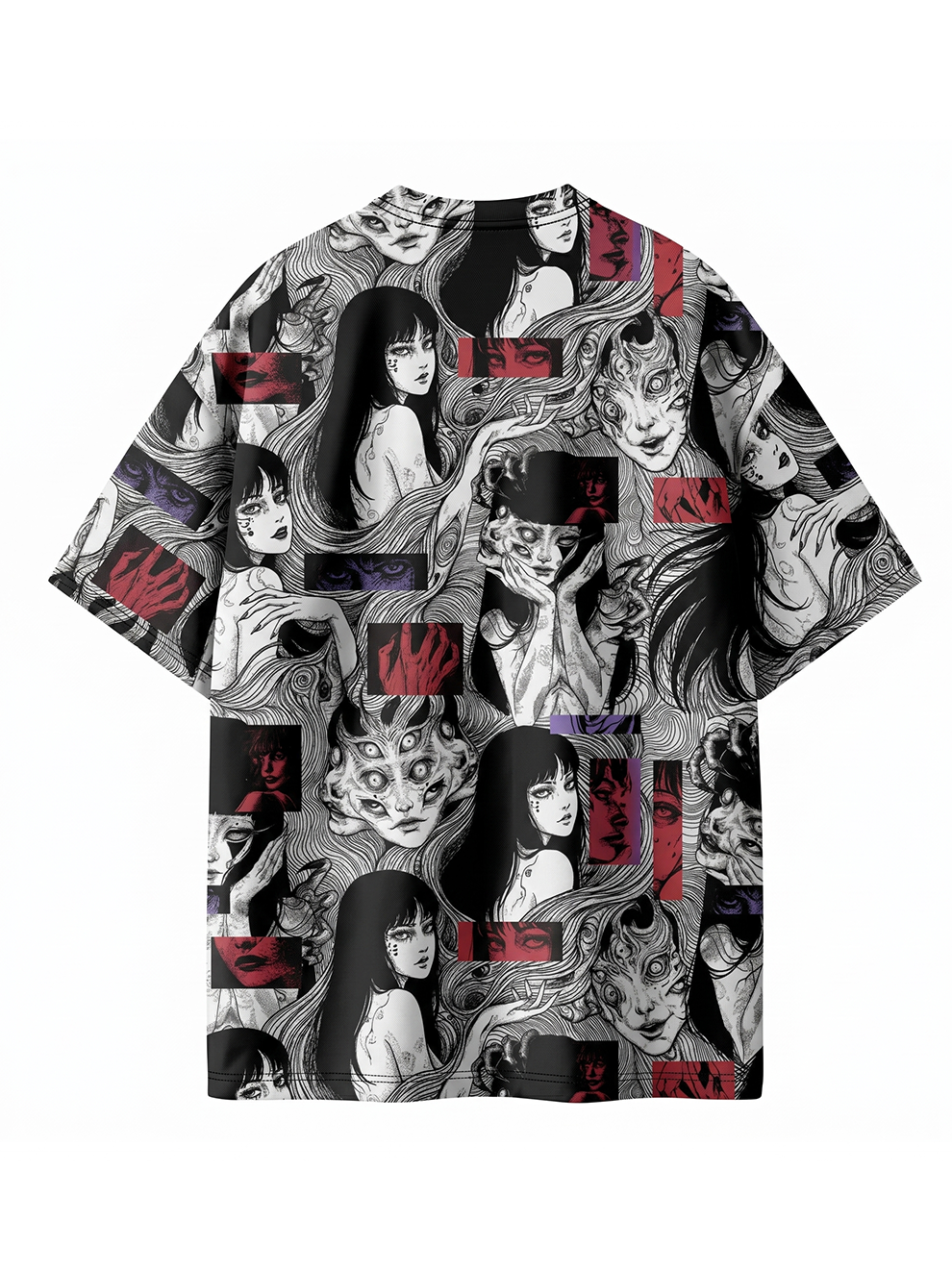 Terrifying Long-Haired Girl Eco Oversized Graphic Tees
