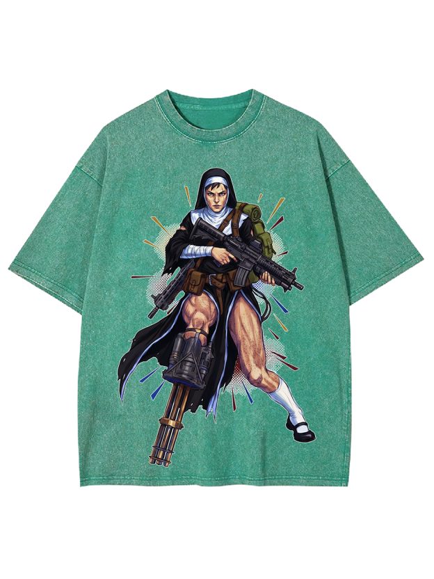 Armed Nun Cyber Washed Tshirt
