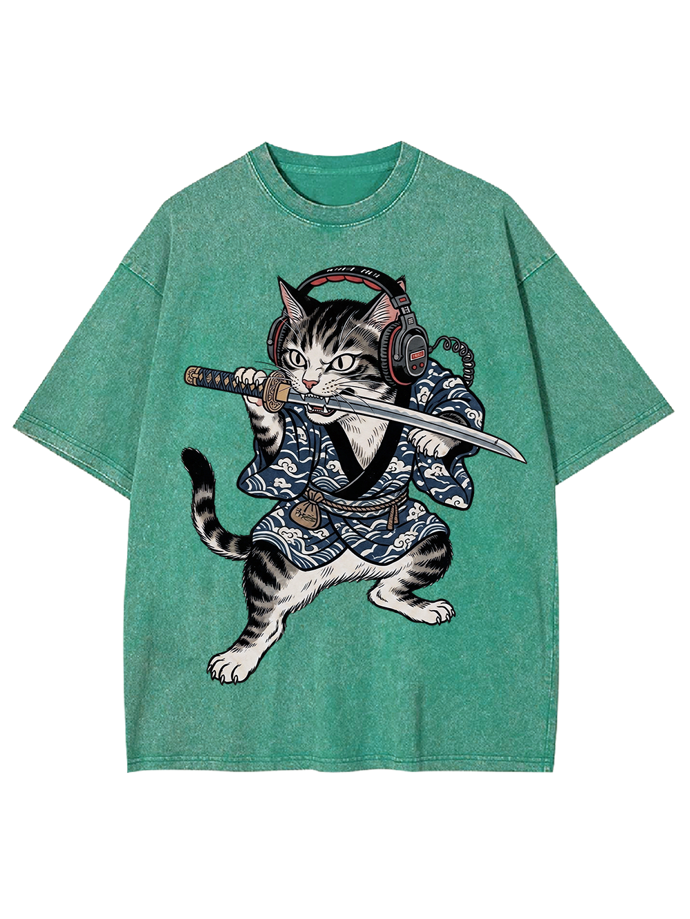 Cyber Ronin Cat Washed Tshirt