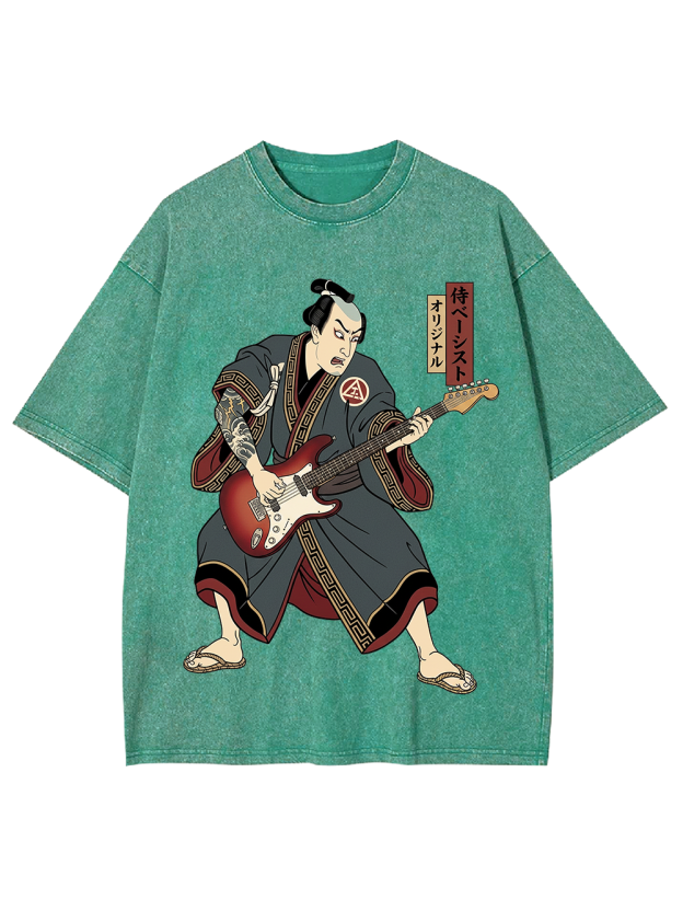Samurai Rocker Japanese Ukiyo-e Washed Tshirt