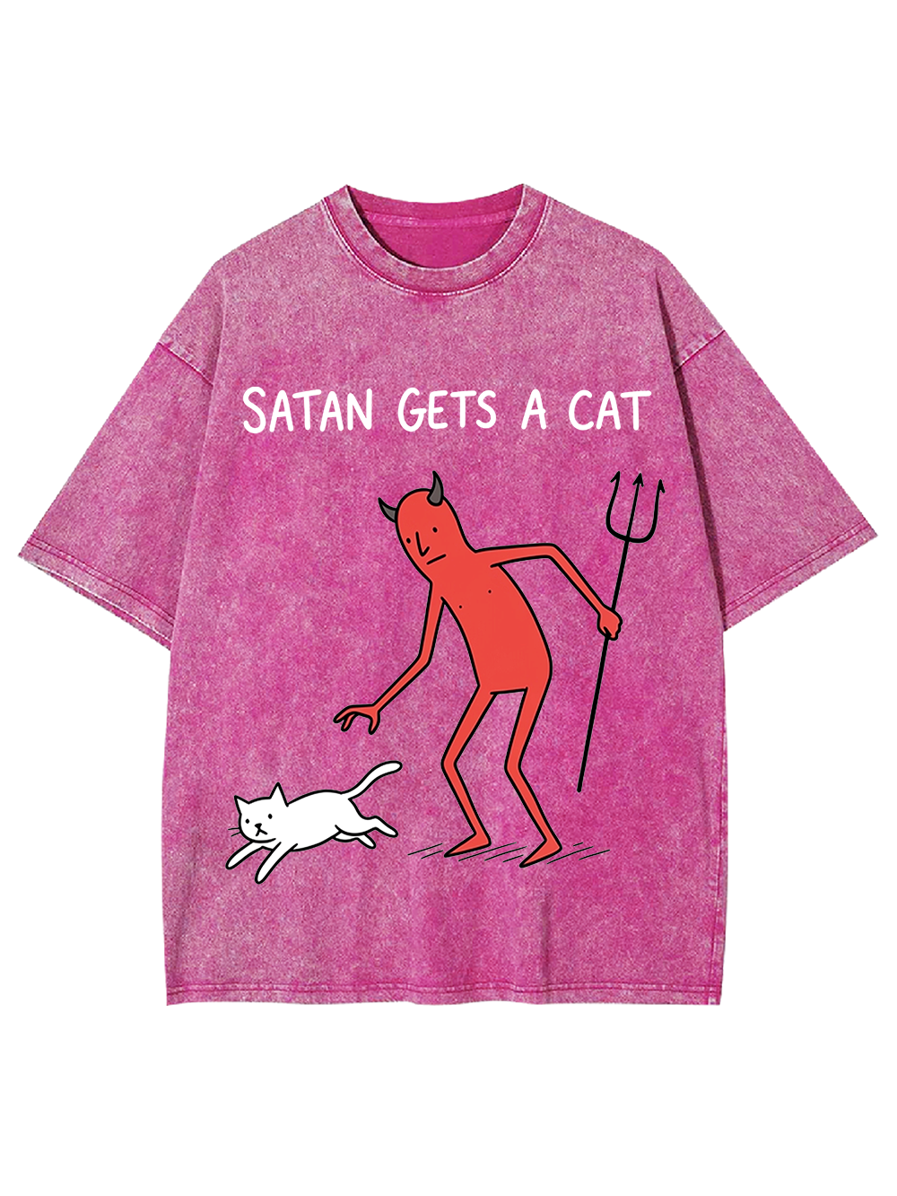 SATAN GETS A CAT Washed Tshirt