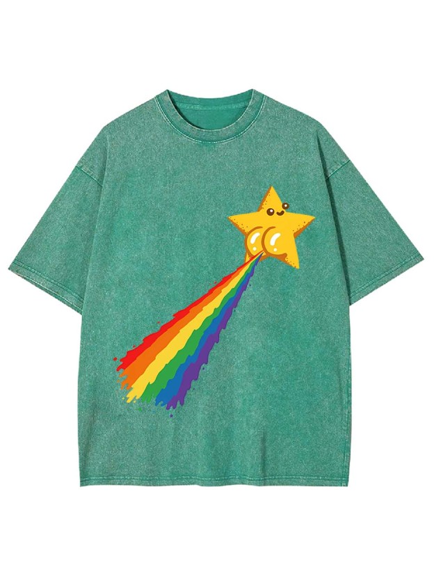 Rainbow - Pooping Star Washed Tshirt