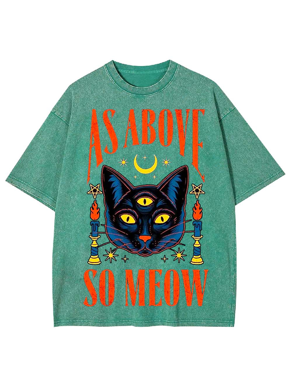 AS ABOVE SO MEOW WASHED TSHIRT