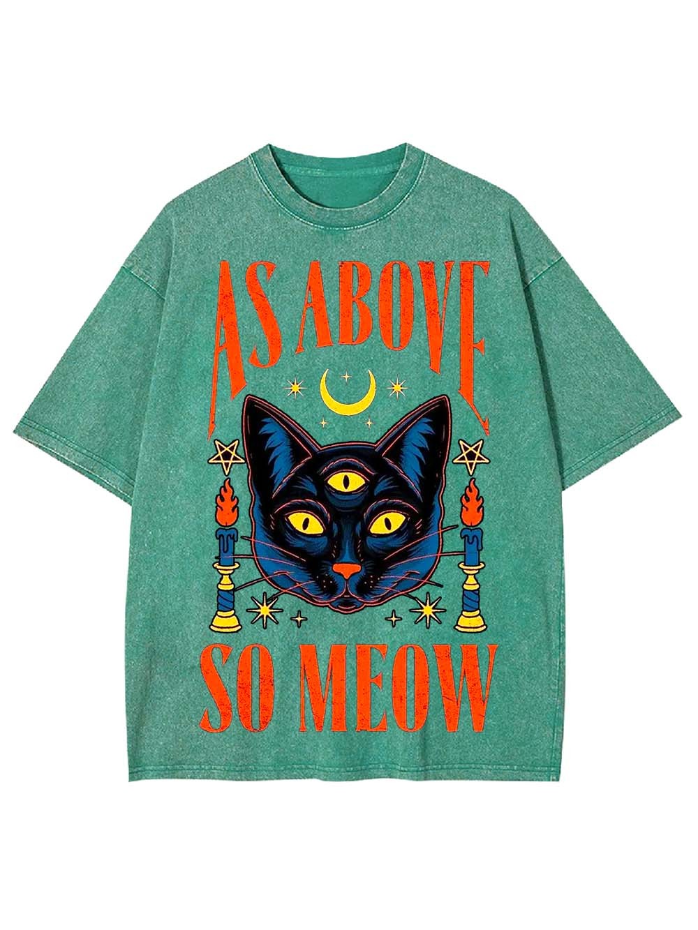 AS ABOVE SO MEOW WASHED TSHIRT