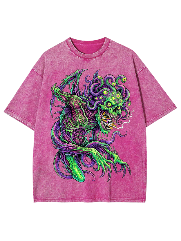 Evil Goddess Horror Art Washed Tshirt