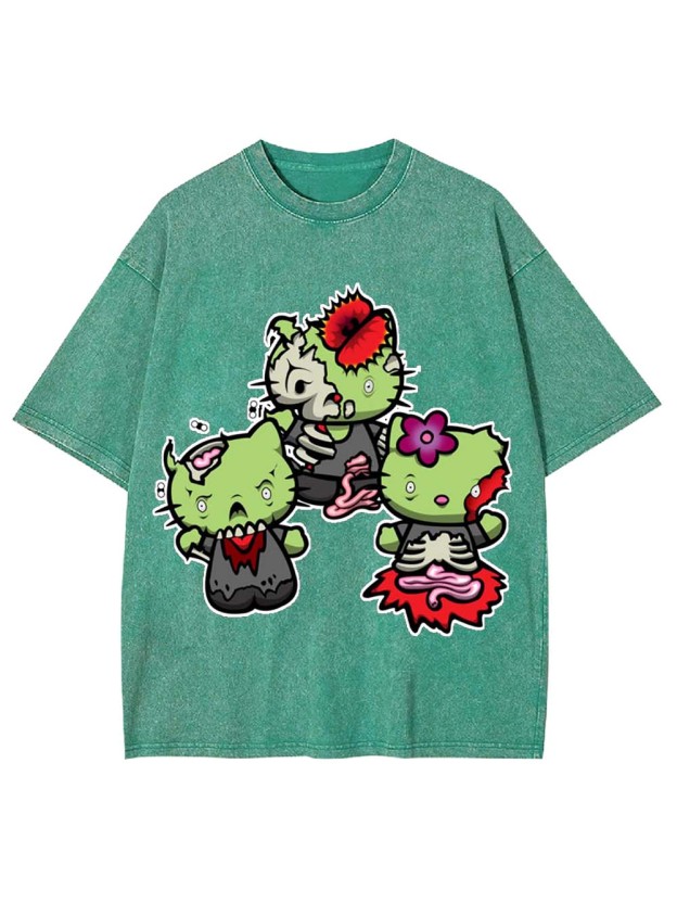 Zombie Kitties Washed Tshirt