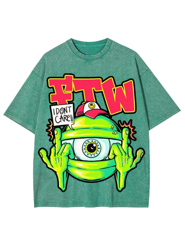 I Donlt care Washed Tshirt
