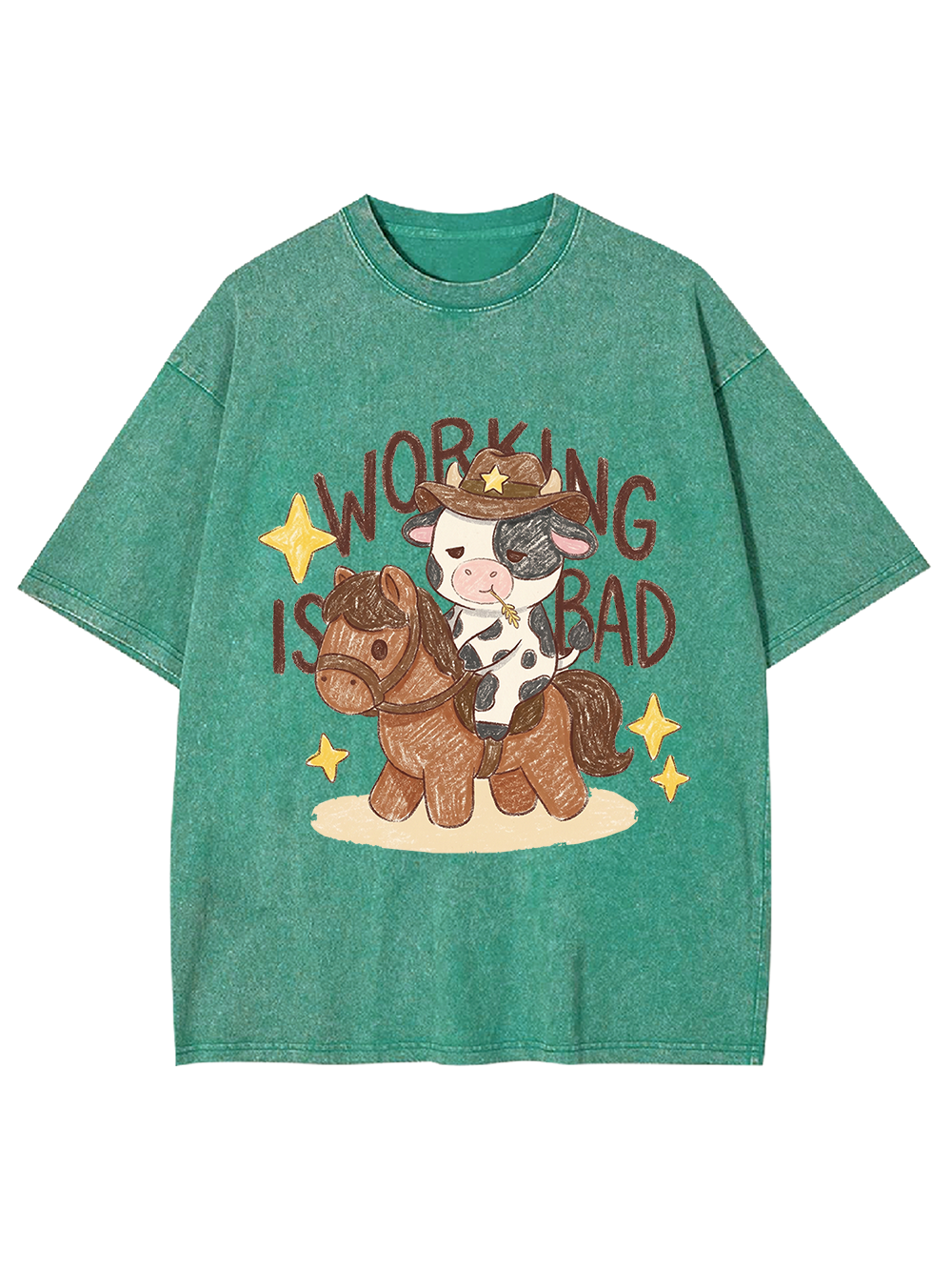 Working Is Bad Washed Tshirt