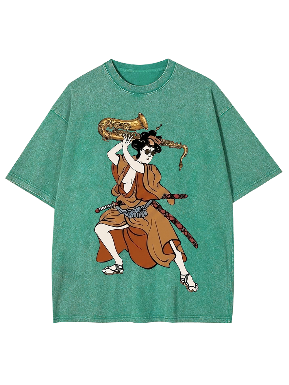 Ukiyo-e Style Warrior Washed Tshirt