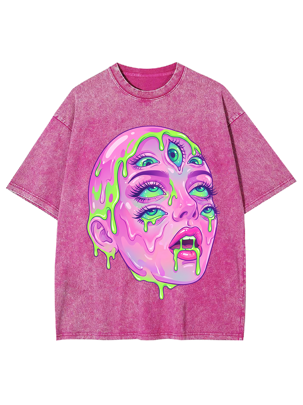 Trippy Multi-Eye Horror Art Washed Tshirt