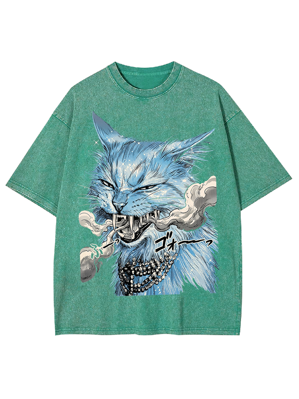 ANIME FURY CAT WASHED TSHIRT