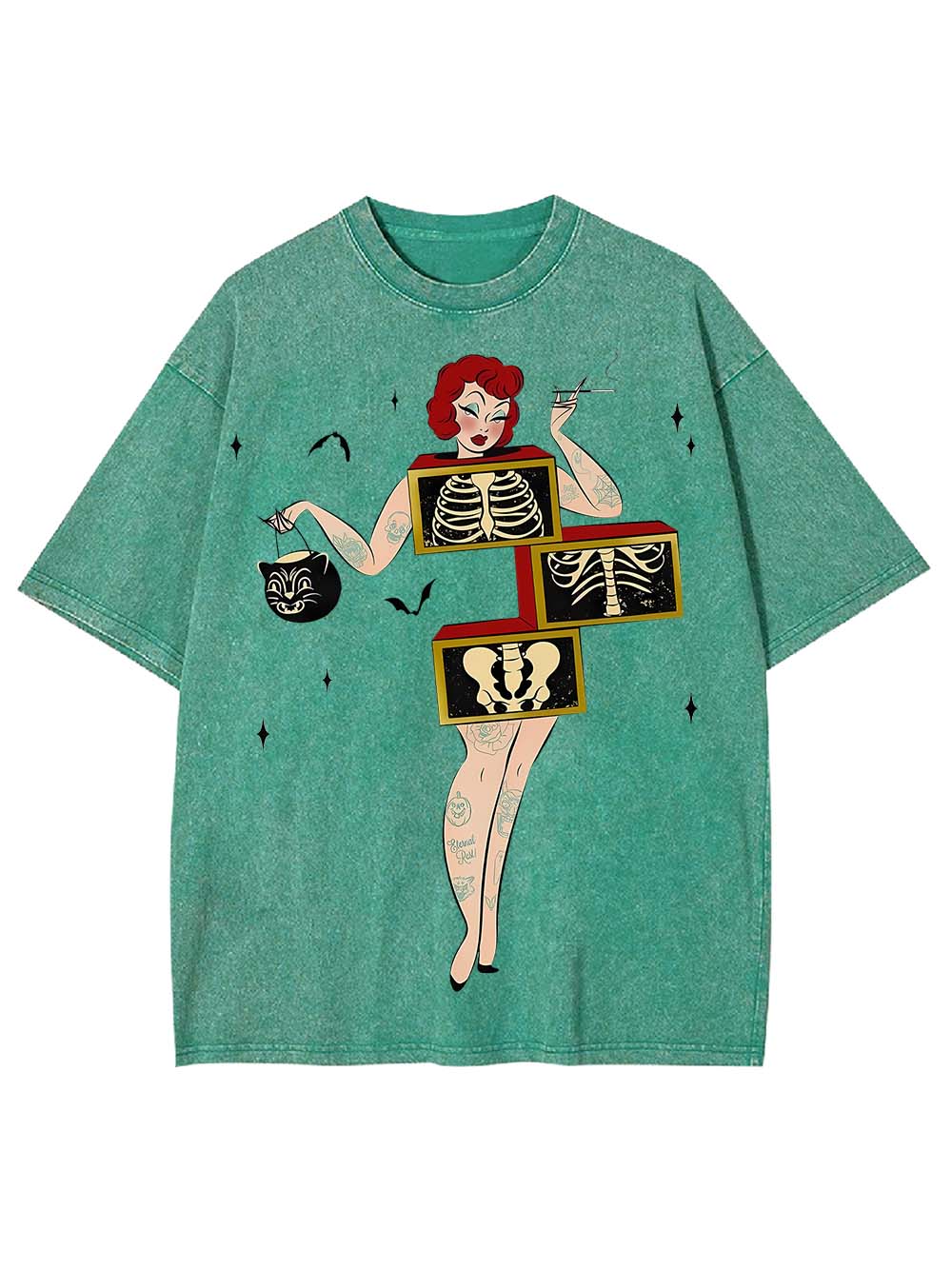 SKELETONS AND STYLE WASHED TSHIRT