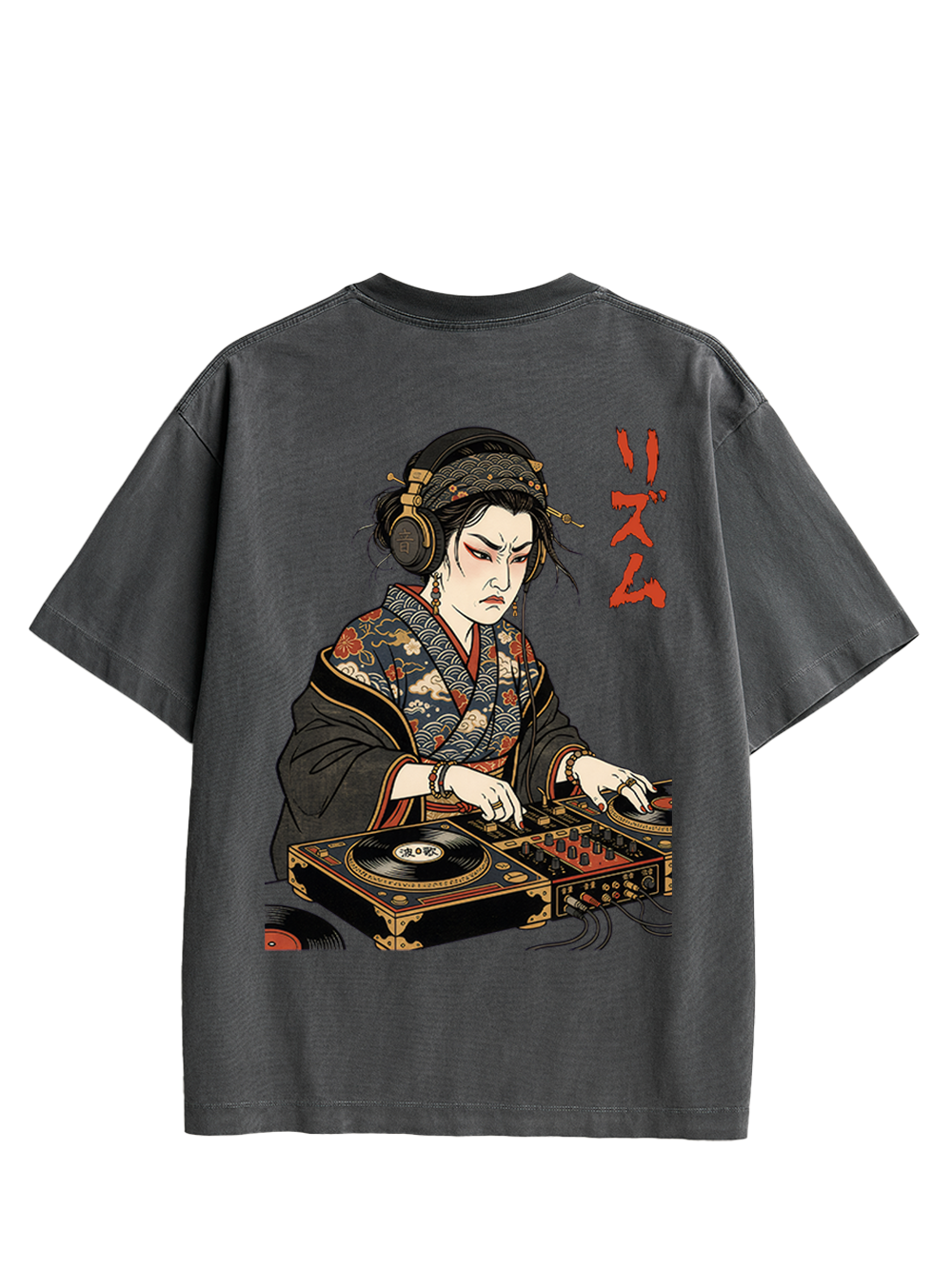 GEISHA DJ RHYTHM DOUBLE SIDED PRINT WASHED TSHIRT