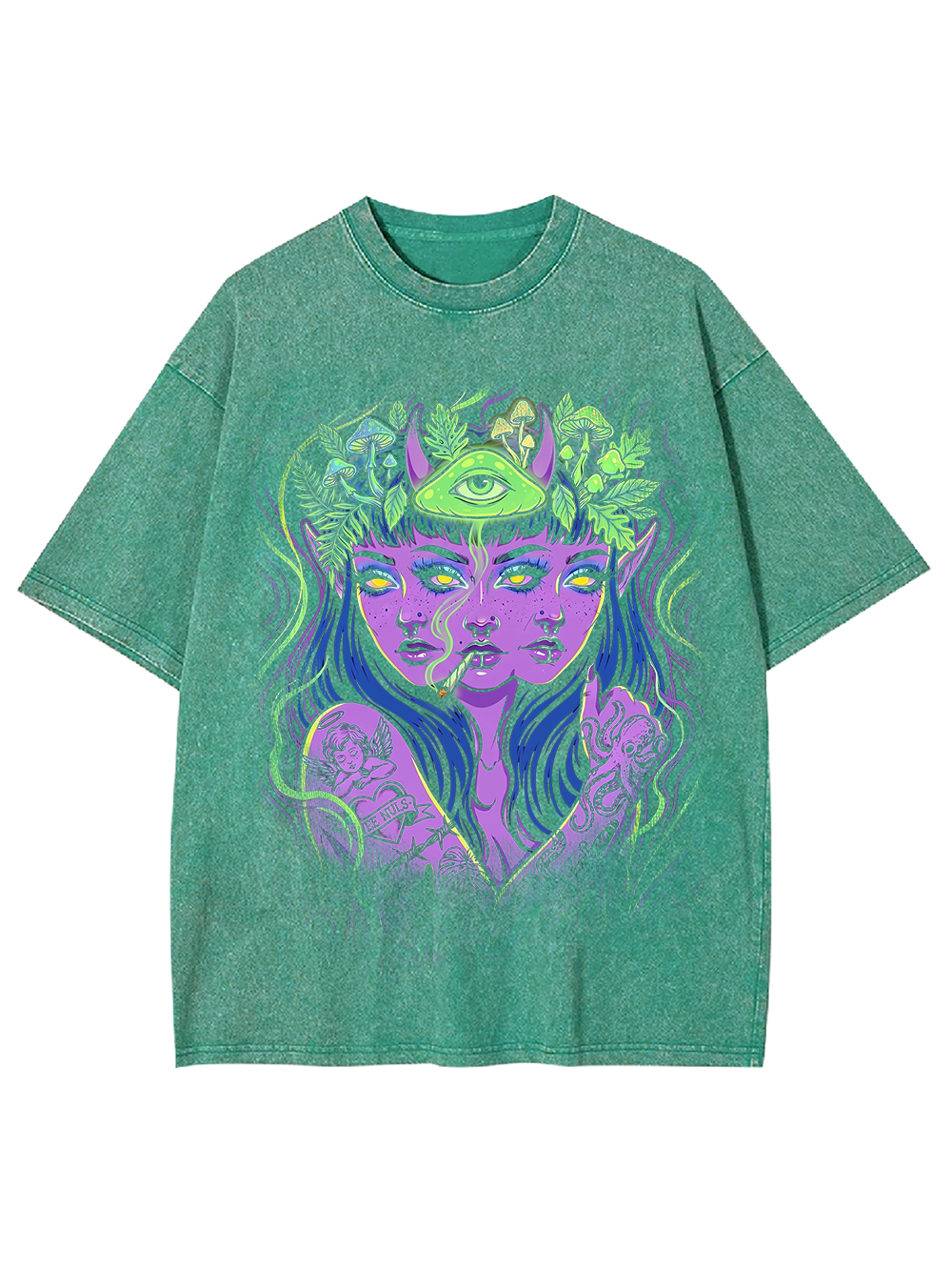TRIPLE HEADED SHAMAN WASHED TSHIRT