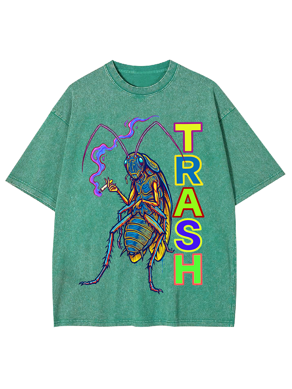 NEON ROACH TRASH TEXT WASHED TSHIRT