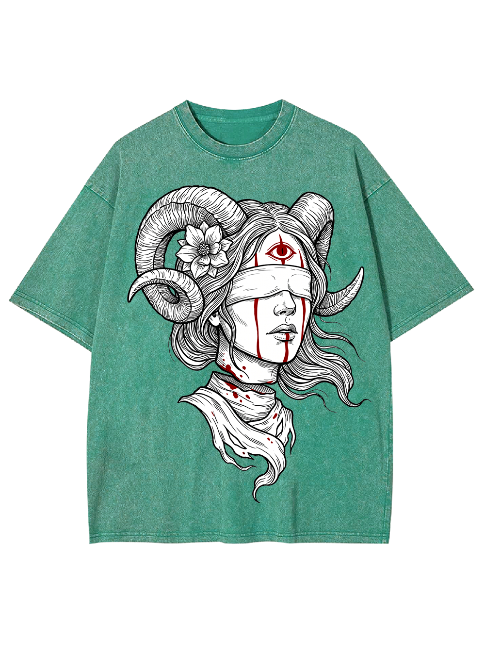 RAM HORN GIRL BLOODY NECK WASHED TSHIRT