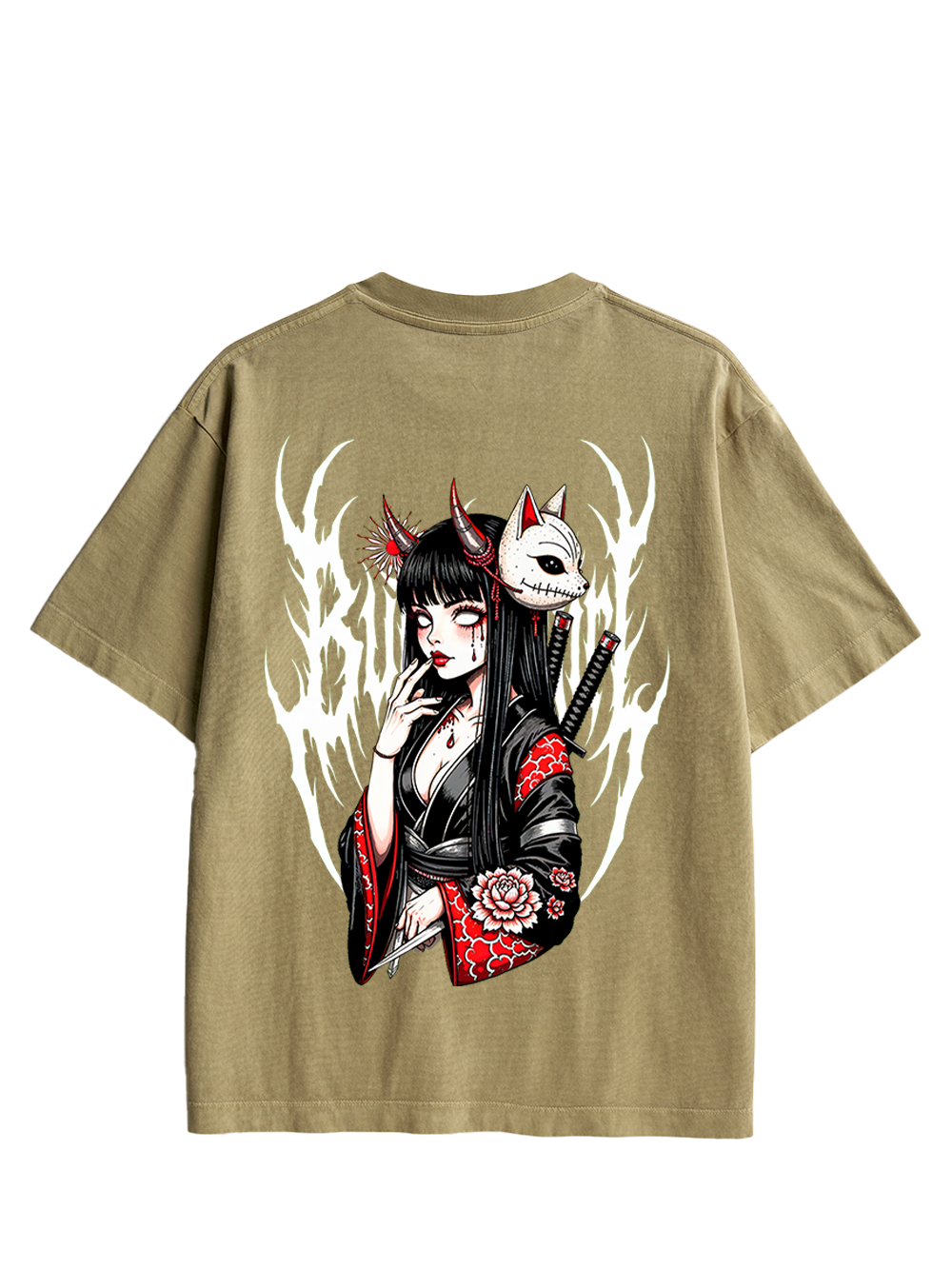 FOX MASK ENCHANTRESS DOUBLE SIDED PRINT WASHED TSHIRT