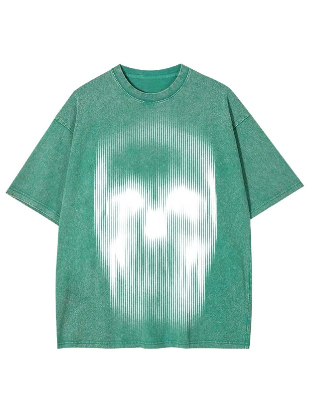 Distorted Skull Art Washed Tshirt