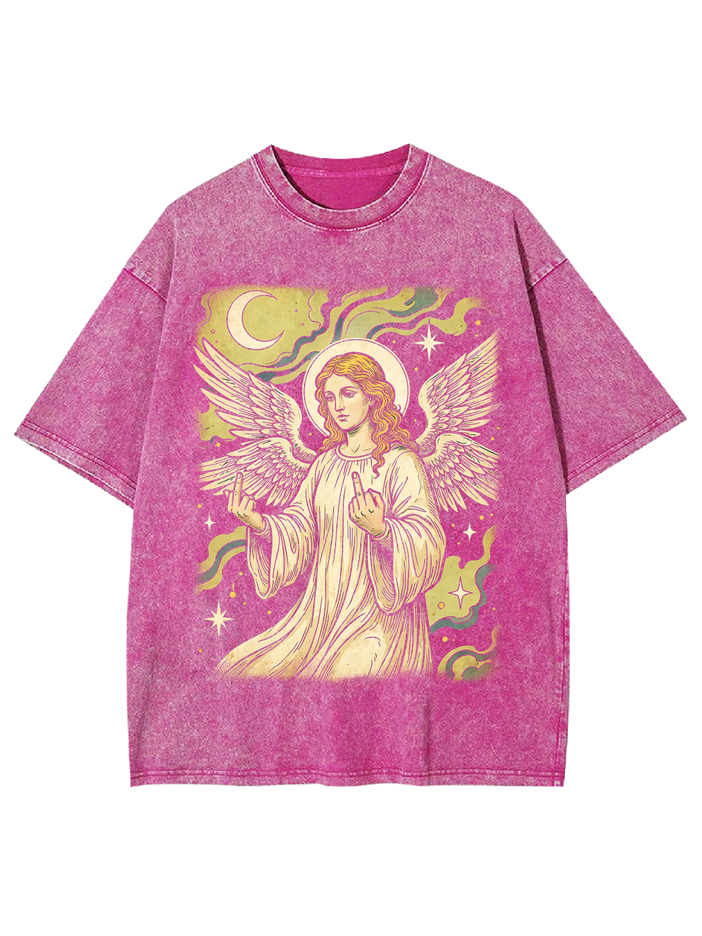 REBELLIOUS ANGEL MIDDLE FINGER WASHED TSHIRT