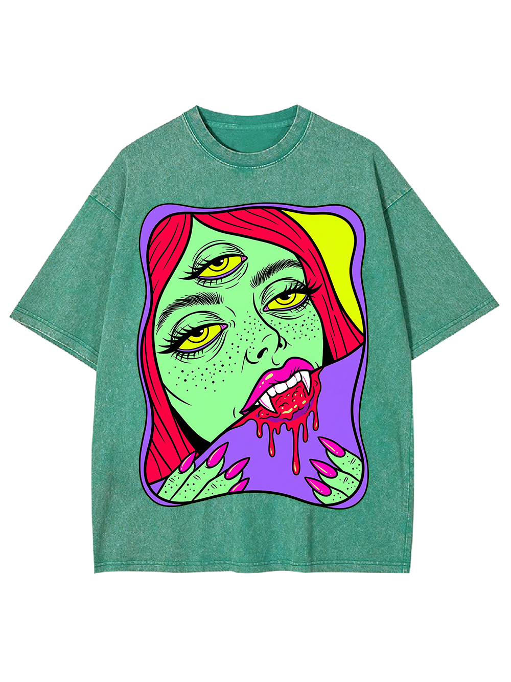 THREE-EYED VAMPIRE GIRL WASHED TSHIRT