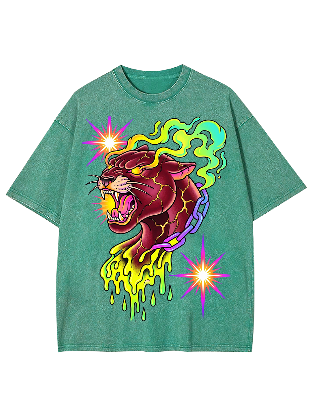 NEON FLAME PANTHER WASHED TSHIRT