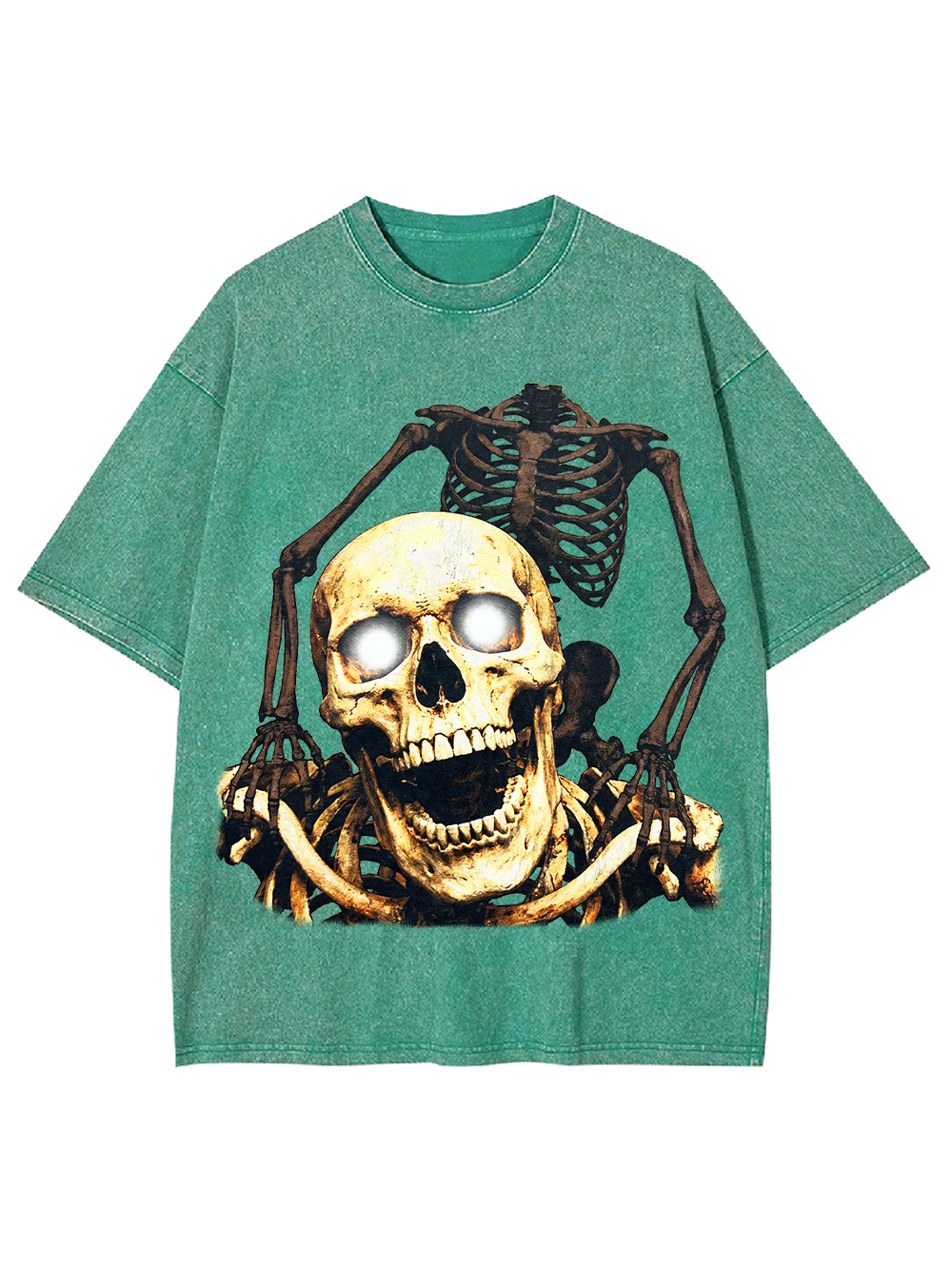 LAUGHING GLOWING SKULL WASHED TSHIRT