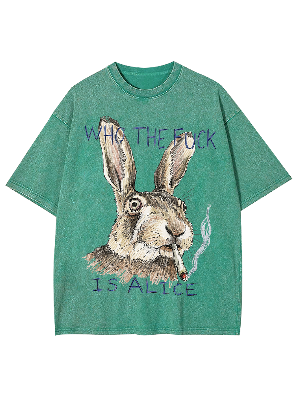 WHO THE F IS ALICE RABBIT WASHED TSHIRT
