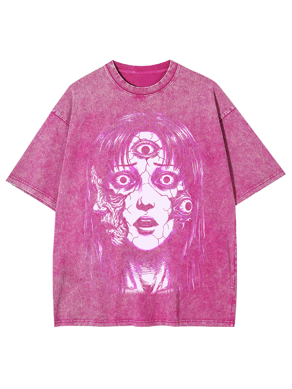 PURPLE PSYCHIC MULTI-EYE GIRL WASHED TSHIRT