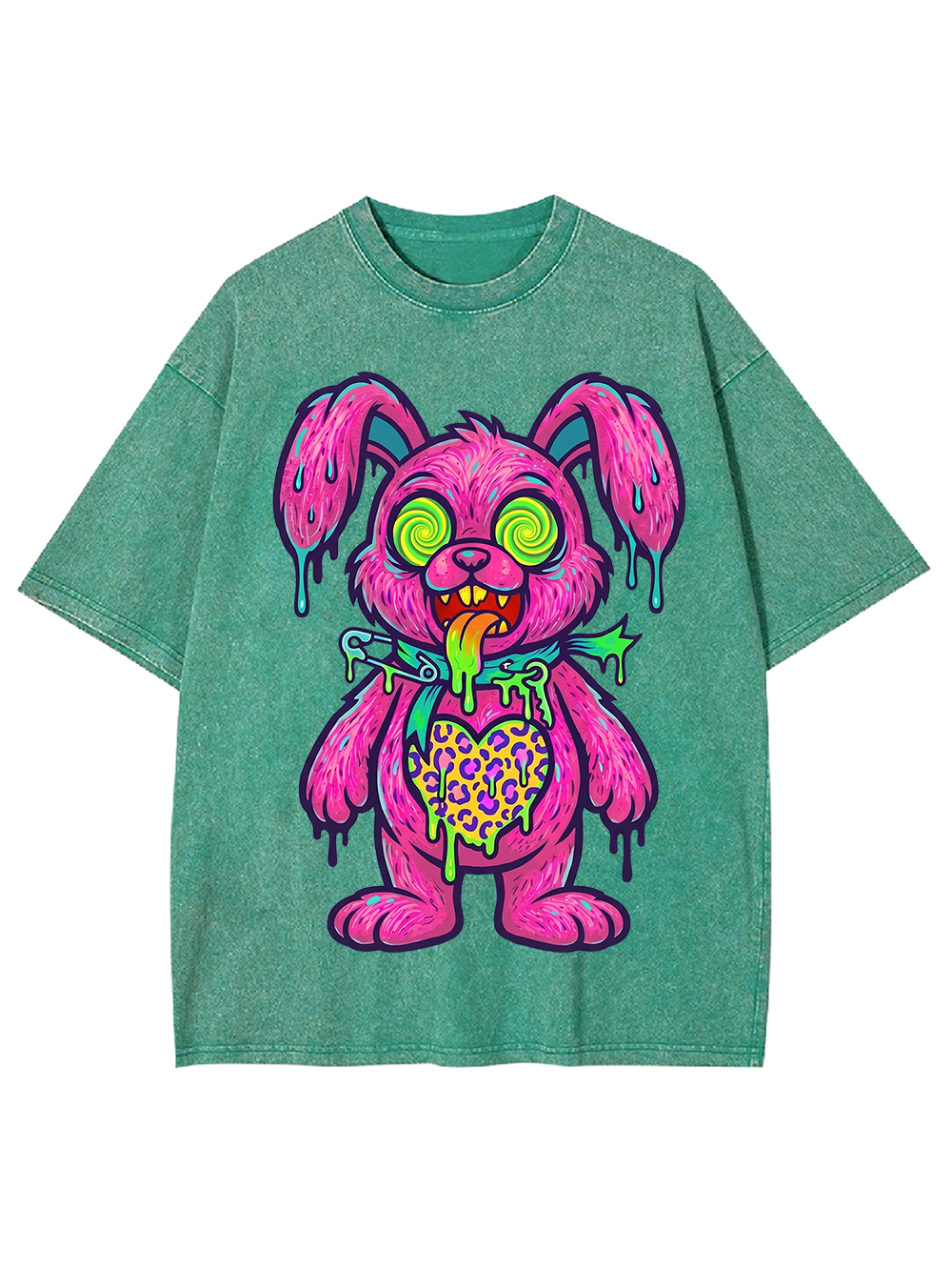 PSYCHEDELIC ZOMBIE BUNNY WASHED TSHIRT