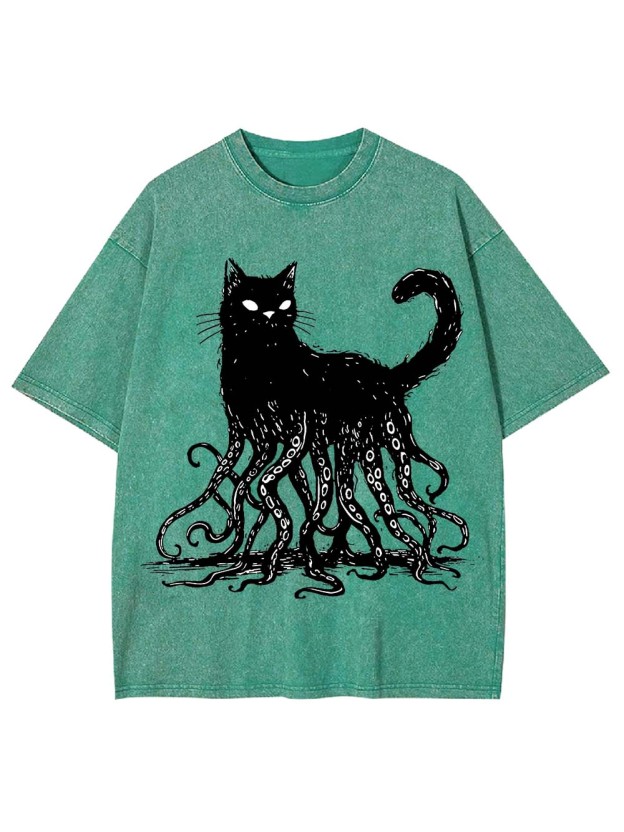 Octopus Tentacle Cat Washed Tshirt