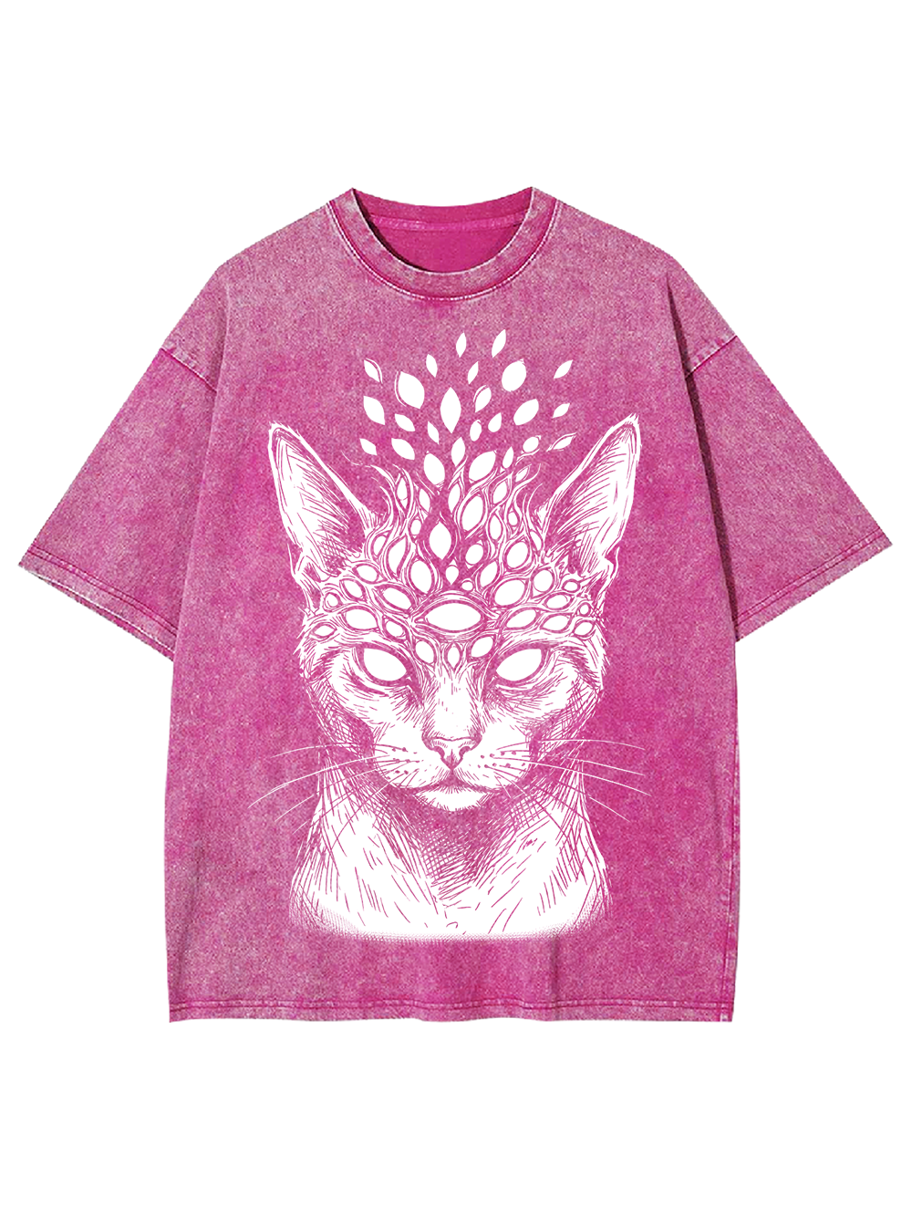 MYSTIC CAT SKULL ILLUSION WASHED TSHIRT