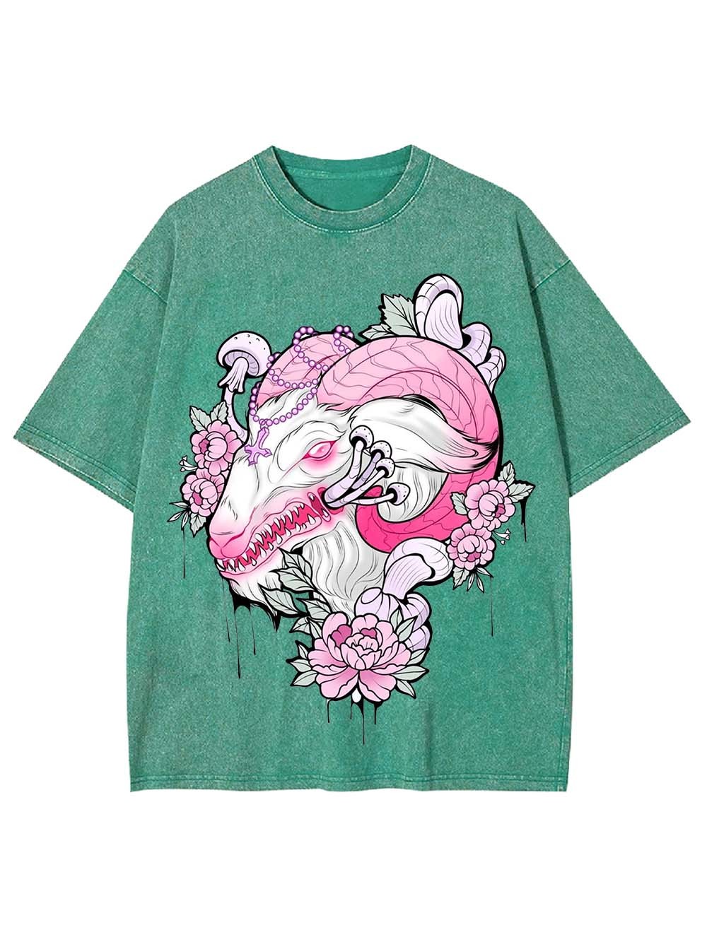Floral Demon Majesty Washed Tshirt