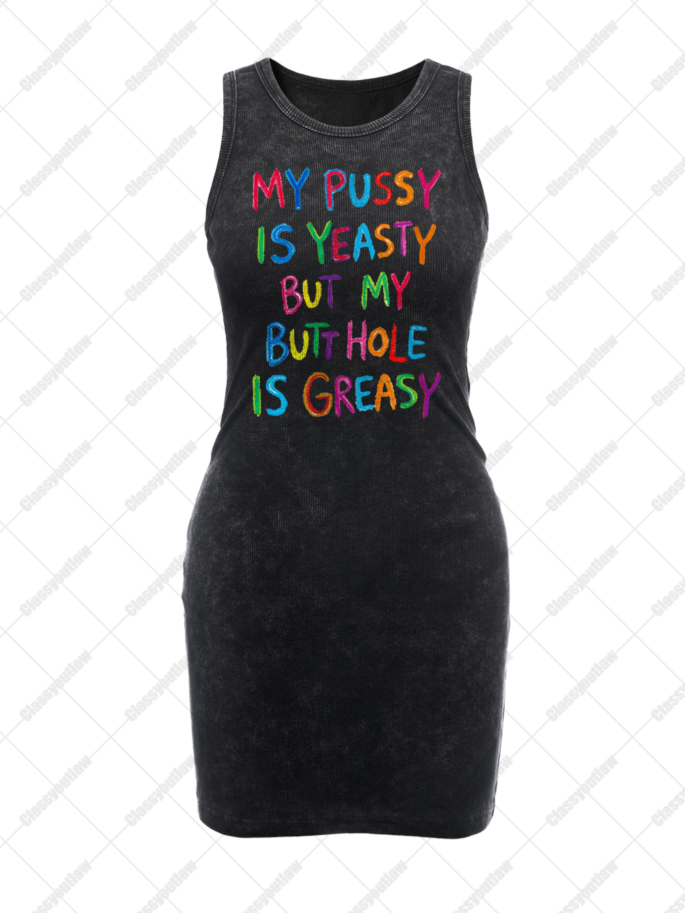 SATIRICAL CRAYON ART VINTAGE BODYCON TANK DRESS