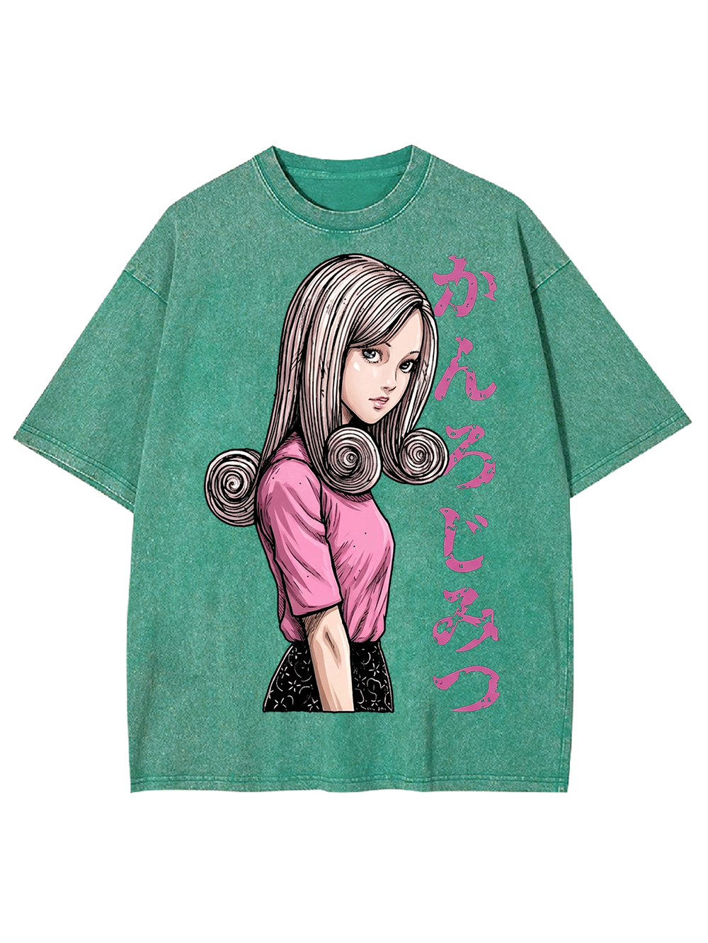 SPIRAL HAIRED GIRL IN PINK AAA WASHED TSHIRT