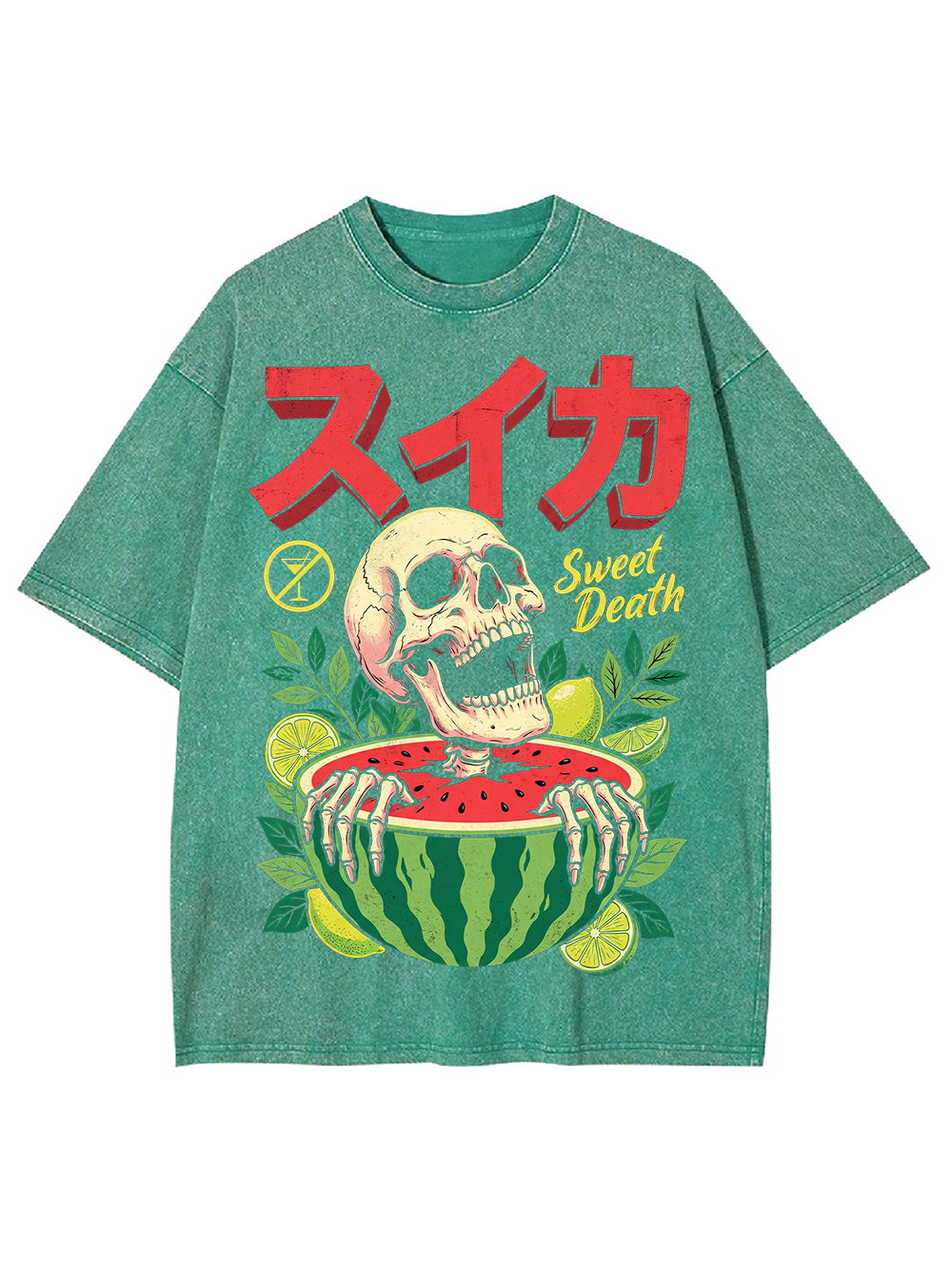 SWEET DEATH WATERMELON SKULL AAA WASHED TSHIRT