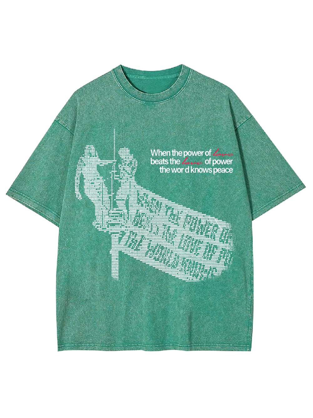 POWER LOVE PEACE WASHED TSHIRT