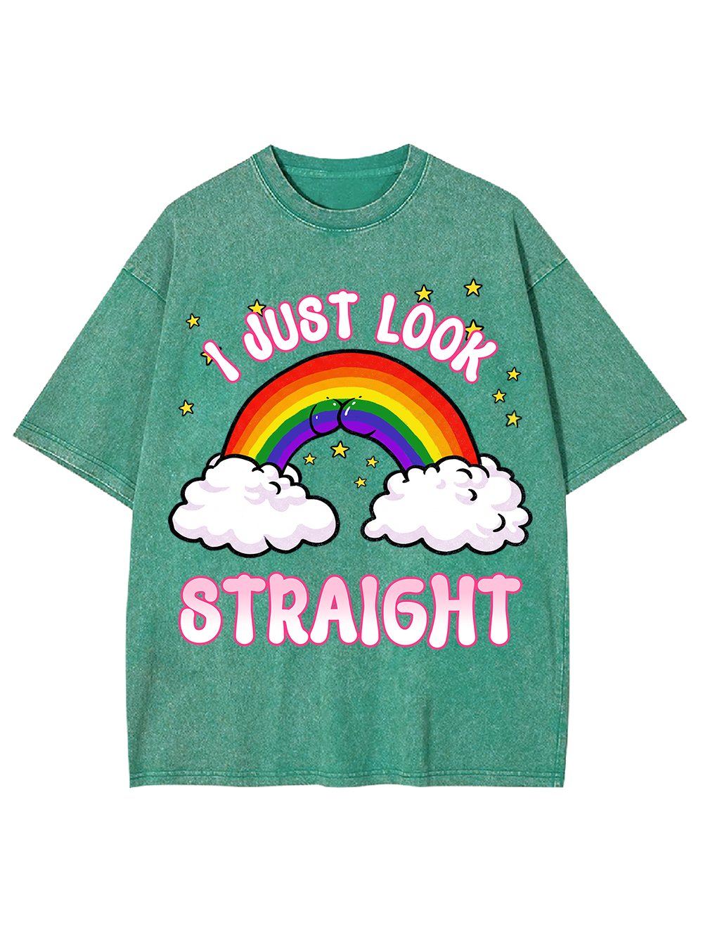 I JUST LOOK STRAIGHT AAA WASHED TSHIRT
