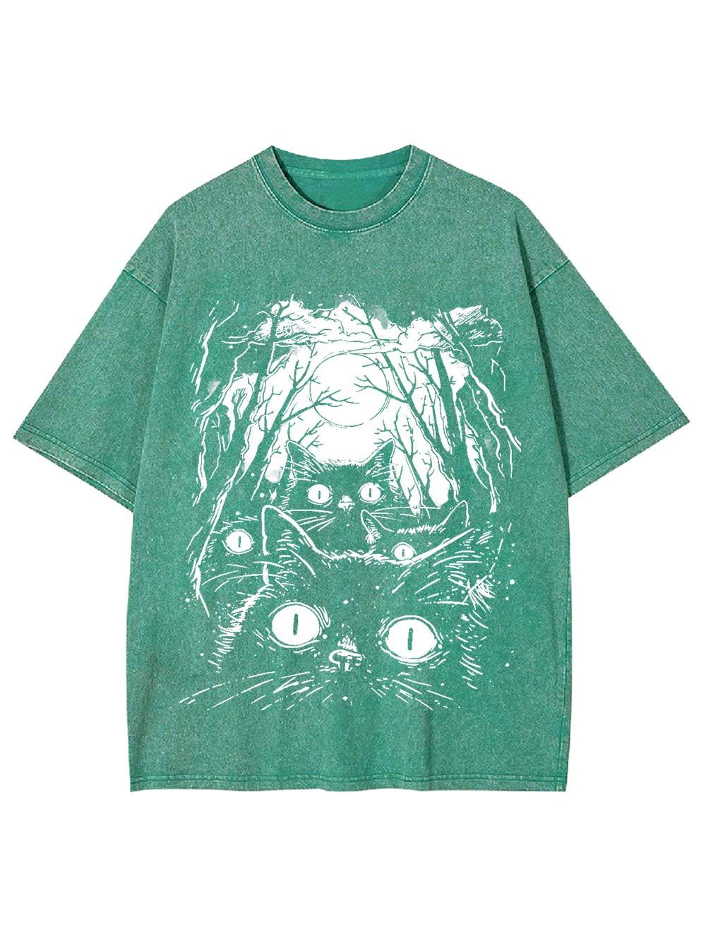 Moonlit Cat Gaze Washed Tshirt