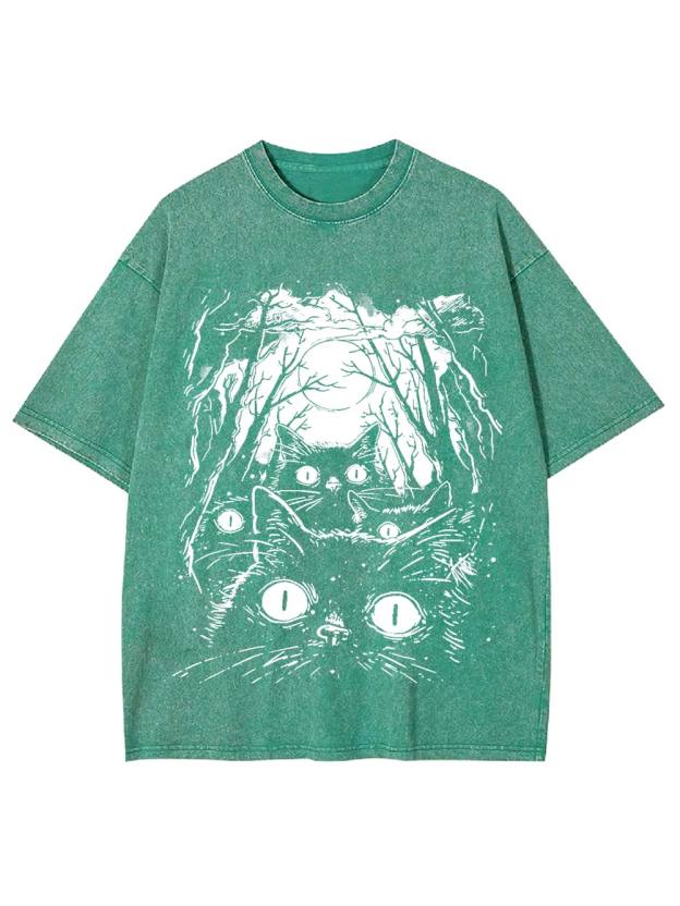 Moonlit Cat Gaze Washed Tshirt