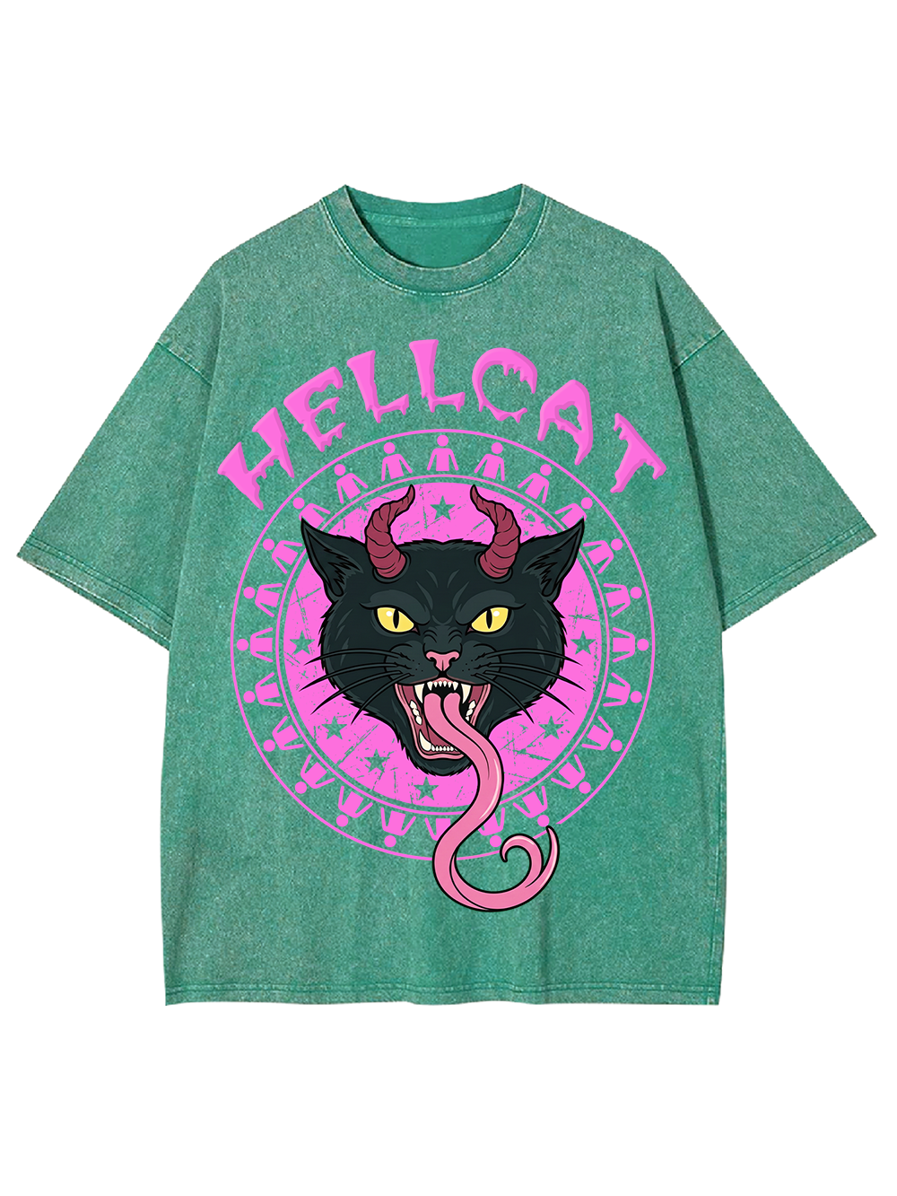 HELLCAT DEMON CAT AAA WASHED TSHIRT