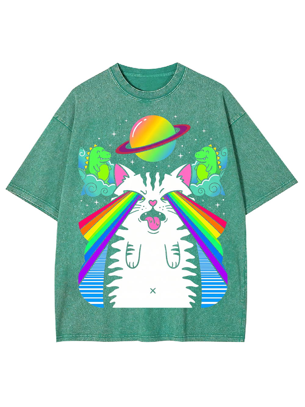 RAINBOW SPACE CAT AAA WASHED TSHIRT