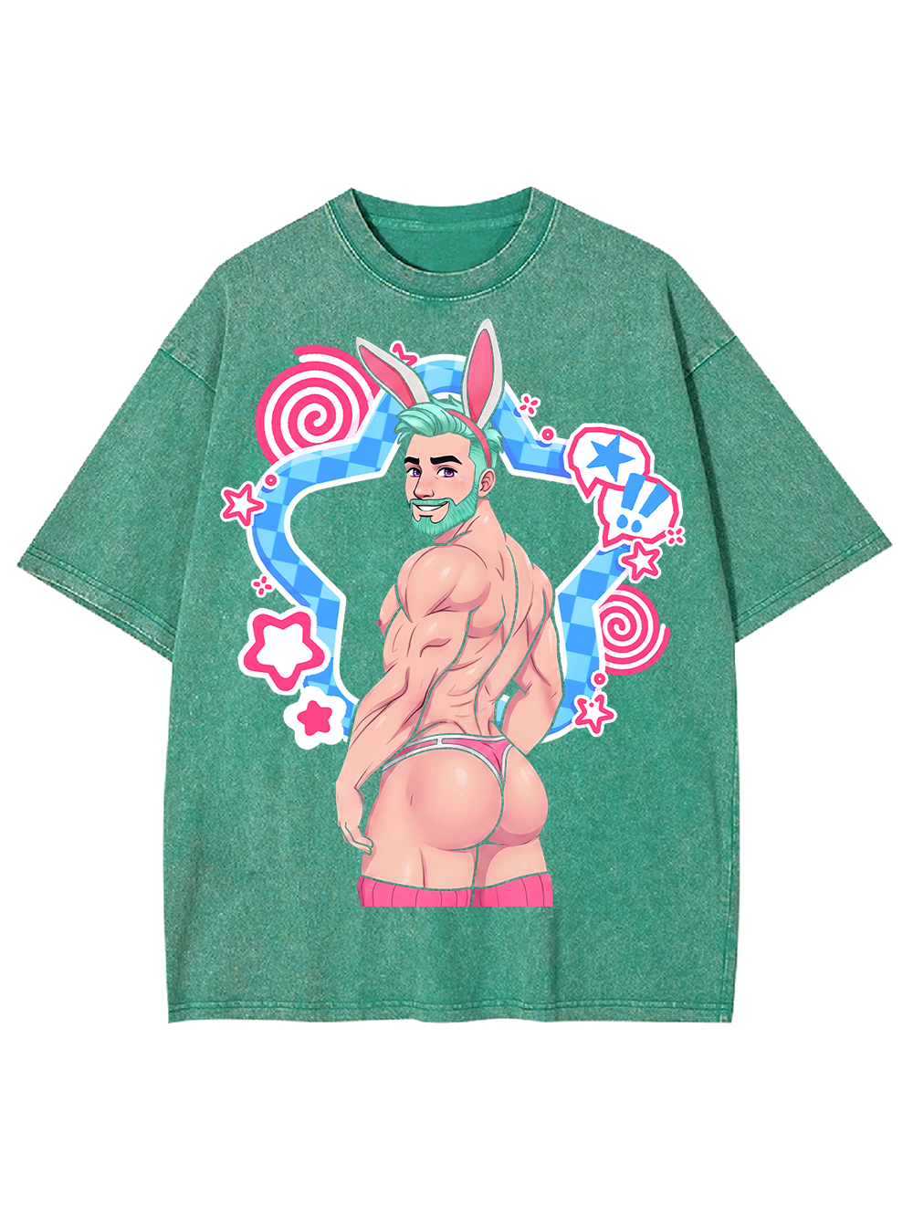 PINK BUNNY HUNK AAA WASHED TSHIRT