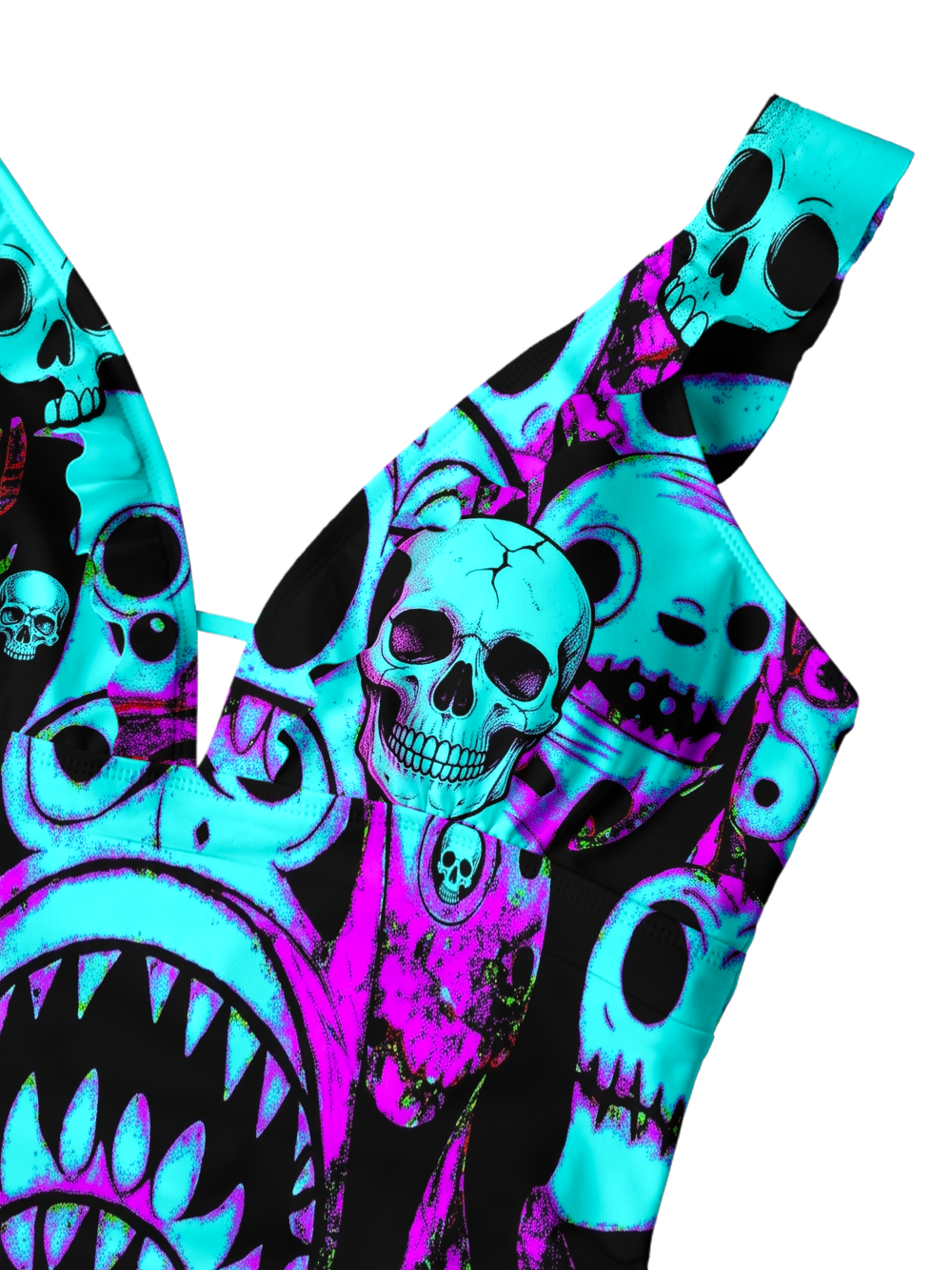 SKULL MONSTER V-NECK ONE PIECE SWIMSUIT