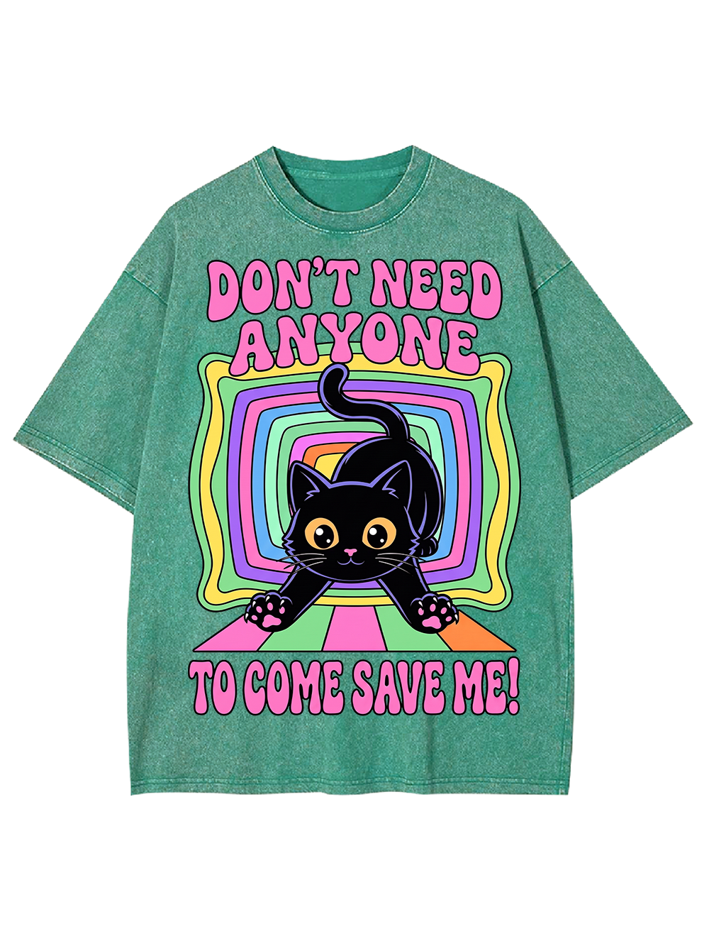 RAINBOW RESCUE CAT AAA WASHED TSHIRT